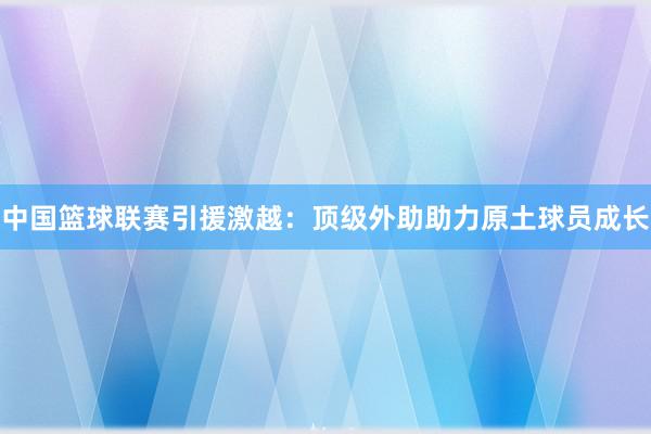 中国篮球联赛引援激越：顶级外助助力原土球员成长