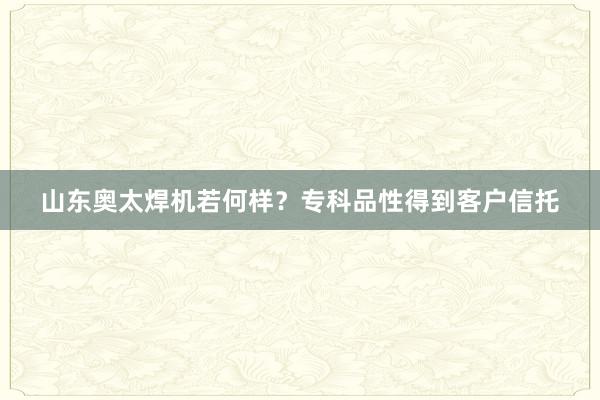 山东奥太焊机若何样？专科品性得到客户信托