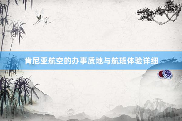 肯尼亚航空的办事质地与航班体验详细