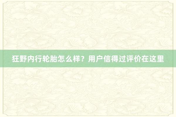 狂野内行轮胎怎么样？用户信得过评价在这里
