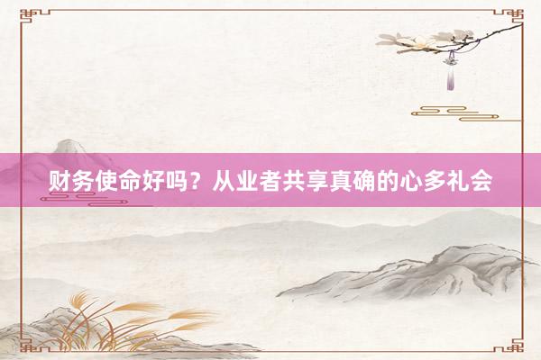 财务使命好吗？从业者共享真确的心多礼会