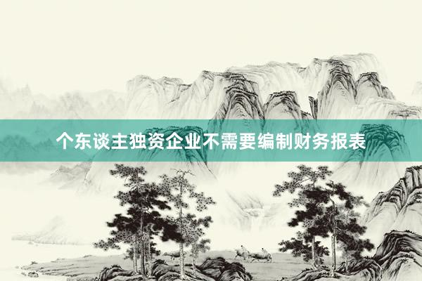 个东谈主独资企业不需要编制财务报表